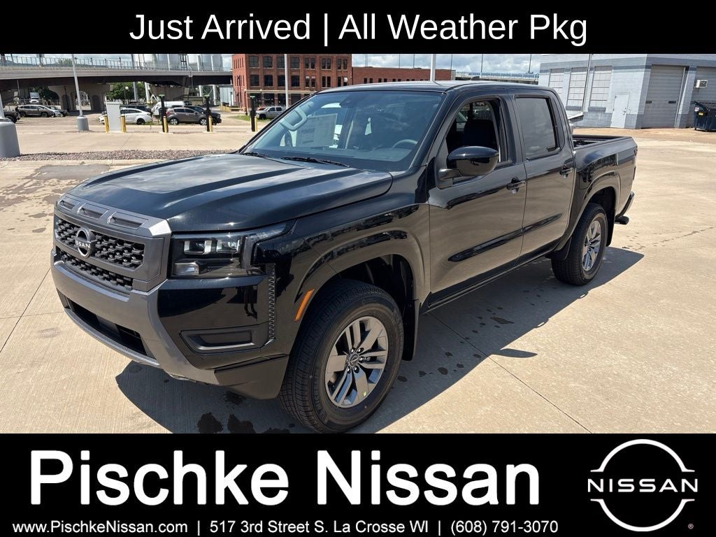 2026 Nissan Frontier SV in Super Black — front three-quarter view