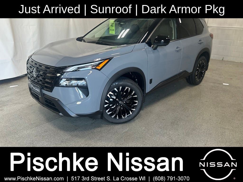 2026 Nissan Rogue Dark Armor in Boulder Gray Pearl — front three-quarter view