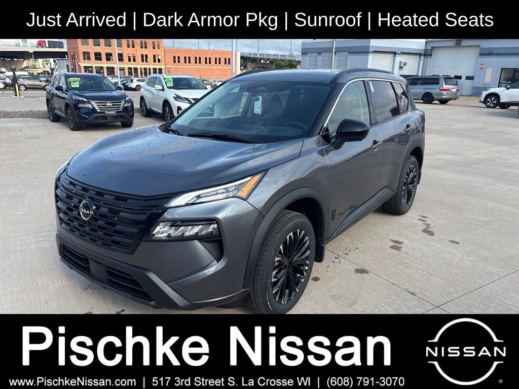 2026 Nissan Rogue Dark Armor in Gun Metallic — front three-quarter view